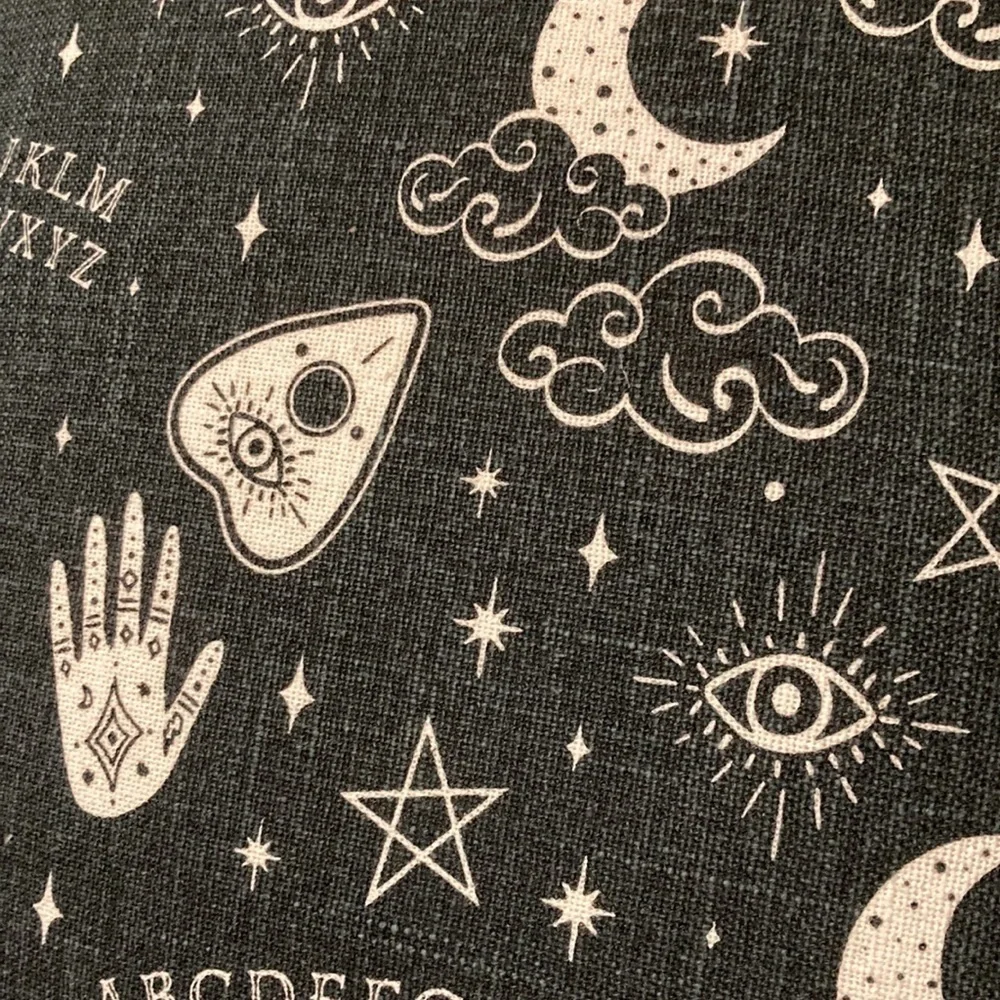 NWT Indigo Moon OUIJA BOARD 100% COTTON BLACK THROW PILLOWw/ TASSELS
